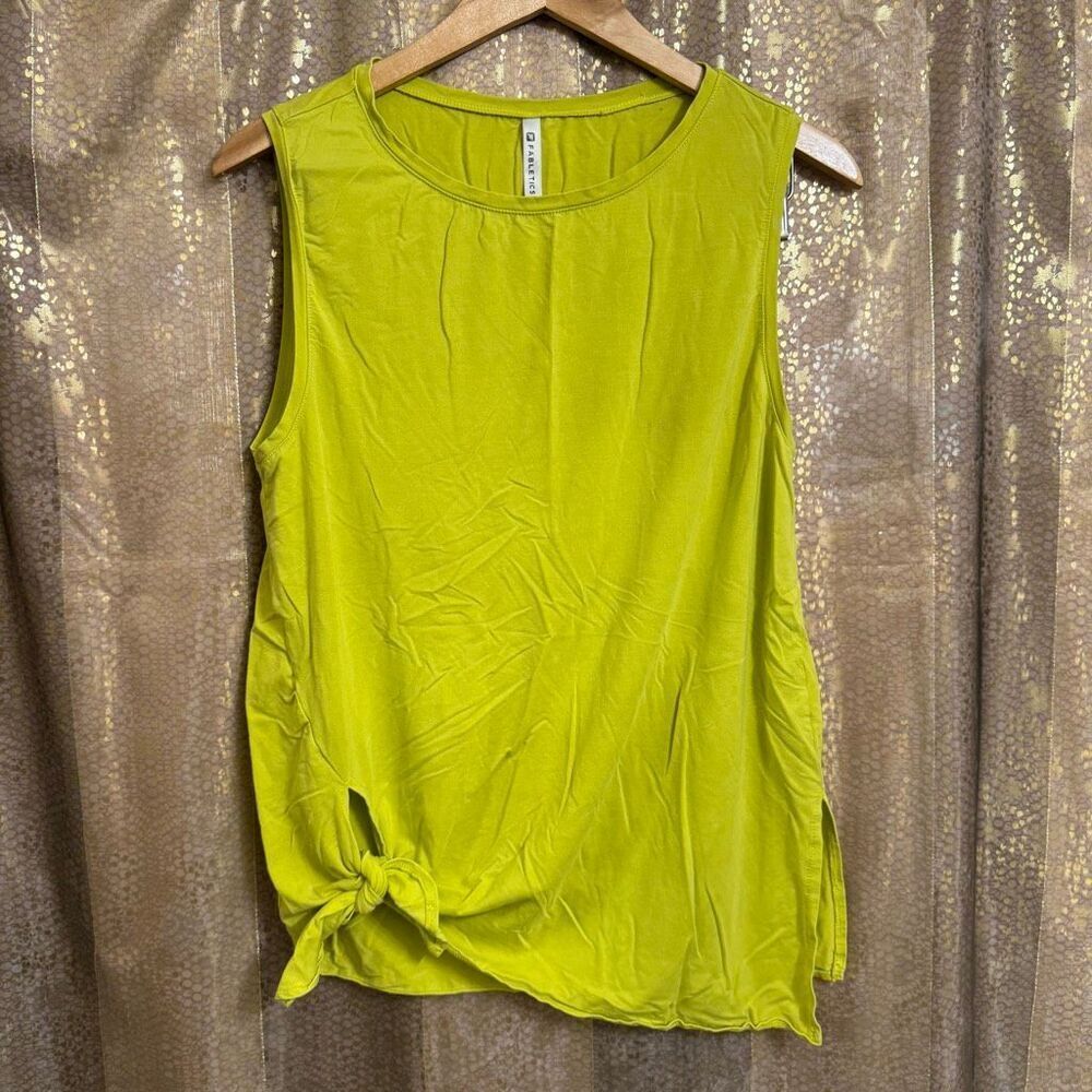 Fabletics Martha Knot Front Vibrant Green Leaf Tunic Tank Top Medium